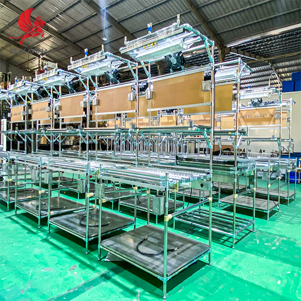 Bàn thao tác inox có gắn thanh trượt con lăn